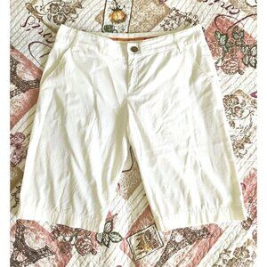 Tory Burch Women's Bermuda Shorts Flat Front With Pockets Cotton White Size 6‎